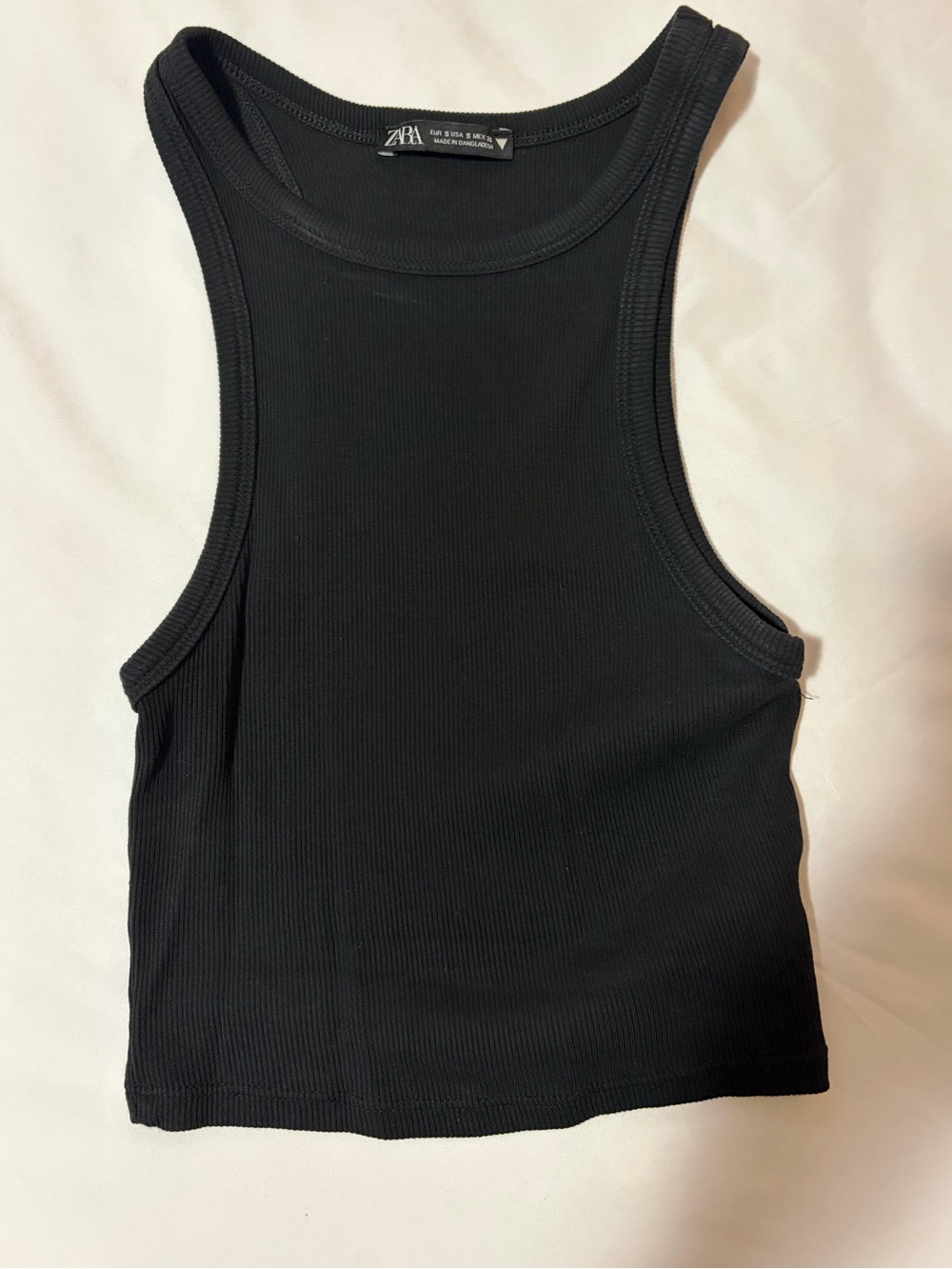 Zara Black Ribbed Tank Crop